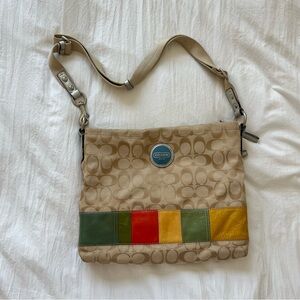 Coach Signature Multicolor Patchwork Shoulder Bag